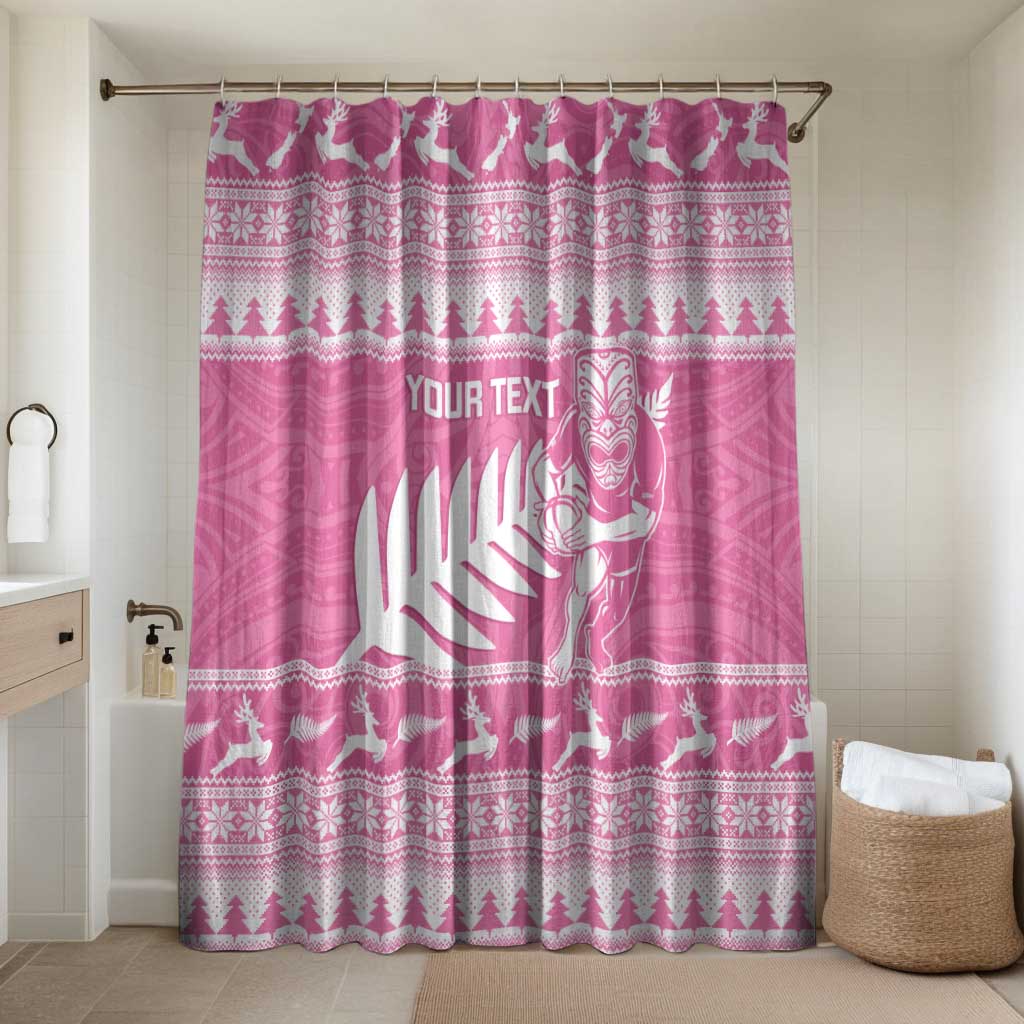 New Zealand Christmas Rugby Personalised Bathroom Set Meri Kirihimete All Black Maori Pink Version - Aussie Hoodie