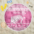 New Zealand Christmas Rugby Personalised Beach Blanket Meri Kirihimete All Black Maori Pink Version - Aussie Hoodie