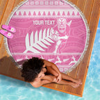 New Zealand Christmas Rugby Personalised Beach Blanket Meri Kirihimete All Black Maori Pink Version - Aussie Hoodie