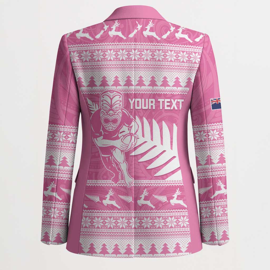 New Zealand Christmas Rugby Personalised Blazer Meri Kirihimete All Black Maori Pink Version - Aussie Hoodie