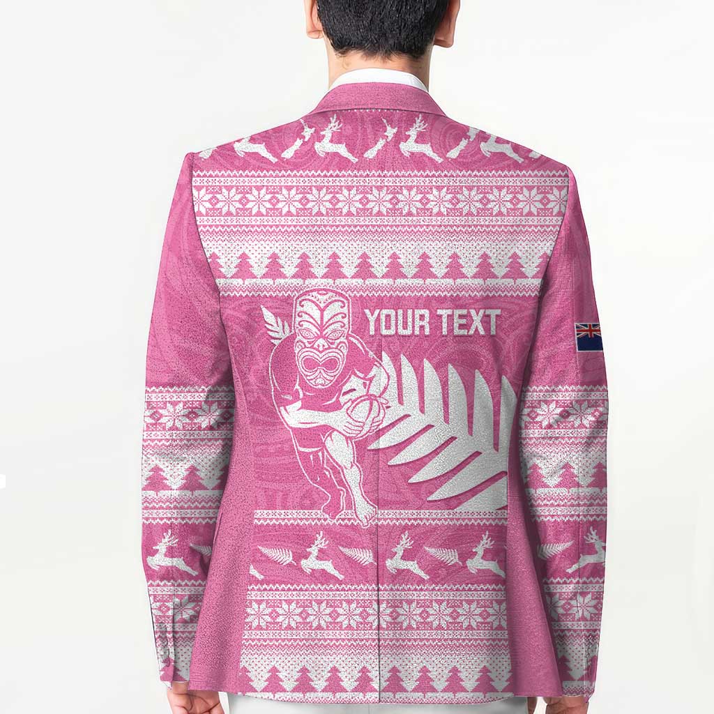 New Zealand Christmas Rugby Personalised Blazer Meri Kirihimete All Black Maori Pink Version - Aussie Hoodie