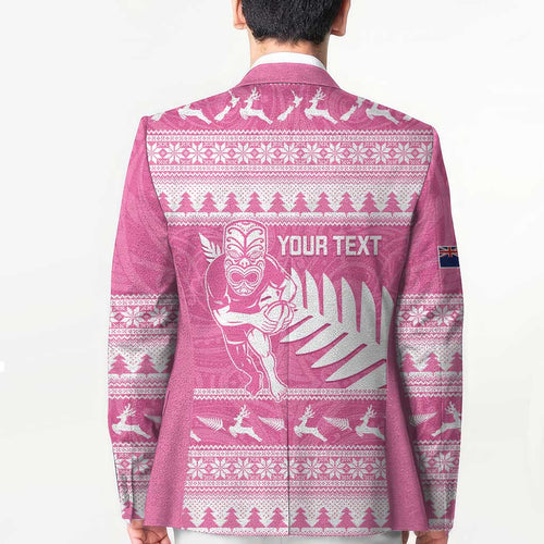 New Zealand Christmas Rugby Personalised Blazer Meri Kirihimete All Black Maori Pink Version - Aussie Hoodie