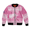 New Zealand Christmas Rugby Personalised Bomber Jacket Meri Kirihimete All Black Maori Pink Version - Aussie Hoodie