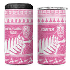 New Zealand Christmas Rugby Personalised 4 in 1 Can Cooler Tumbler Meri Kirihimete All Black Maori Pink Version - Aussie Hoodie