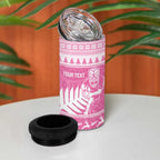 New Zealand Christmas Rugby Personalised 4 in 1 Can Cooler Tumbler Meri Kirihimete All Black Maori Pink Version - Aussie Hoodie