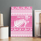 New Zealand Christmas Rugby Personalised Canvas Wall Art Meri Kirihimete All Black Maori Pink Version - Aussie Hoodie
