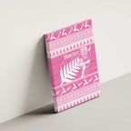 New Zealand Christmas Rugby Personalised Canvas Wall Art Meri Kirihimete All Black Maori Pink Version - Aussie Hoodie