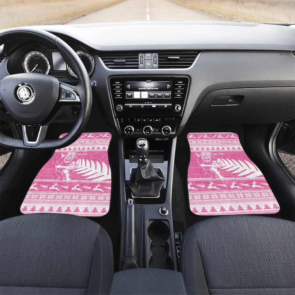 New Zealand Christmas Rugby Personalised Car Mats Meri Kirihimete All Black Maori Pink Version - Aussie Hoodie