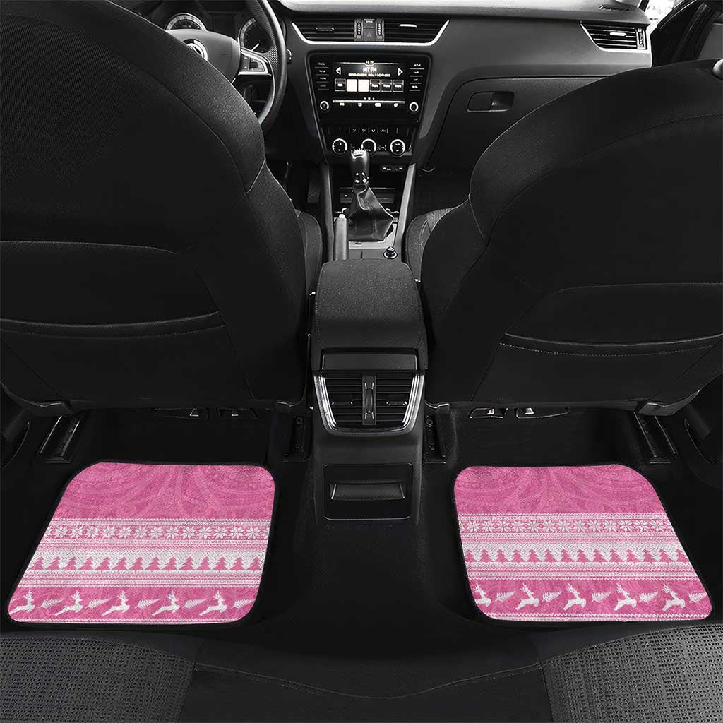 New Zealand Christmas Rugby Personalised Car Mats Meri Kirihimete All Black Maori Pink Version - Aussie Hoodie