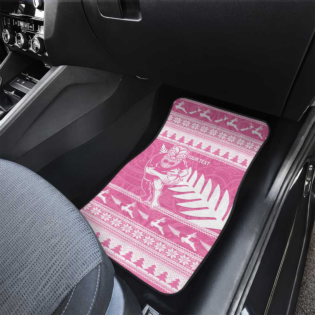 New Zealand Christmas Rugby Personalised Car Mats Meri Kirihimete All Black Maori Pink Version - Aussie Hoodie