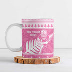 New Zealand Christmas Rugby Personalised Ceramic Mug Meri Kirihimete All Black Maori Pink Version - Aussie Hoodie