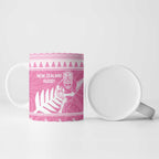 New Zealand Christmas Rugby Personalised Ceramic Mug Meri Kirihimete All Black Maori Pink Version - Aussie Hoodie