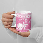 New Zealand Christmas Rugby Personalised Ceramic Mug Meri Kirihimete All Black Maori Pink Version - Aussie Hoodie