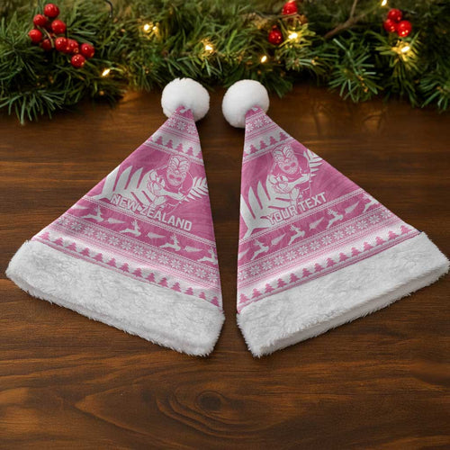 New Zealand Christmas Rugby Personalised Christmas Santa Hat Meri Kirihimete All Black Maori Pink Version - Aussie Hoodie