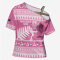 New Zealand Christmas Rugby Personalised Cross Shoulder Shirt Meri Kirihimete All Black Maori Pink Version - Aussie Hoodie
