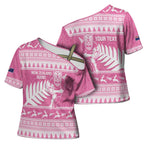 New Zealand Christmas Rugby Personalised Cross Shoulder Shirt Meri Kirihimete All Black Maori Pink Version - Aussie Hoodie