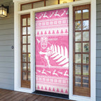 New Zealand Christmas Rugby Personalised Door Cover Meri Kirihimete All Black Maori Pink Version - Aussie Hoodie