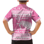 New Zealand Christmas Rugby Personalised Family Matching Mermaid Dress and Hawaiian Shirt Meri Kirihimete All Black Maori Pink Version - Aussie Hoodie