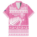 New Zealand Christmas Rugby Personalised Family Matching Mermaid Dress and Hawaiian Shirt Meri Kirihimete All Black Maori Pink Version - Aussie Hoodie