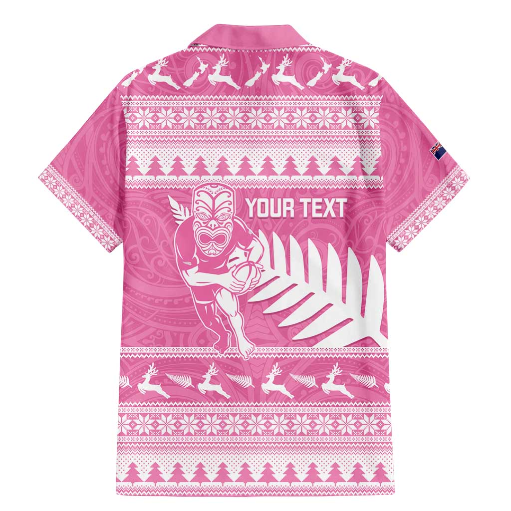 New Zealand Christmas Rugby Personalised Family Matching Mermaid Dress and Hawaiian Shirt Meri Kirihimete All Black Maori Pink Version - Aussie Hoodie