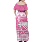 New Zealand Christmas Rugby Personalised Family Matching Off Shoulder Maxi Dress and Hawaiian Shirt Meri Kirihimete All Black Maori Pink Version - Aussie Hoodie