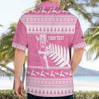 New Zealand Christmas Rugby Personalised Hawaiian Shirt Meri Kirihimete All Black Maori Pink Version - Aussie Hoodie