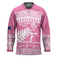 New Zealand Christmas Rugby Personalised Hockey Jersey Meri Kirihimete All Black Maori Pink Version - Aussie Hoodie