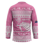 New Zealand Christmas Rugby Personalised Hockey Jersey Meri Kirihimete All Black Maori Pink Version - Aussie Hoodie