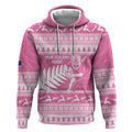 New Zealand Christmas Rugby Personalised Hoodie Meri Kirihimete All Black Maori Pink Version - Aussie Hoodie