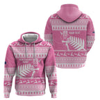 New Zealand Christmas Rugby Personalised Hoodie Meri Kirihimete All Black Maori Pink Version - Aussie Hoodie