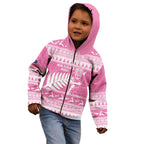 New Zealand Christmas Rugby Personalised Kid Hoodie Meri Kirihimete All Black Maori Pink Version - Aussie Hoodie