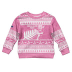 New Zealand Christmas Rugby Personalised Kid Ugly Christmas Sweater Meri Kirihimete All Black Maori Pink Version - Aussie Hoodie