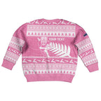 New Zealand Christmas Rugby Personalised Kid Ugly Christmas Sweater Meri Kirihimete All Black Maori Pink Version - Aussie Hoodie