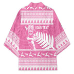 New Zealand Christmas Rugby Personalised Kimono Meri Kirihimete All Black Maori Pink Version - Aussie Hoodie