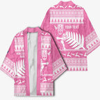 New Zealand Christmas Rugby Personalised Kimono Meri Kirihimete All Black Maori Pink Version - Aussie Hoodie