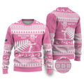 New Zealand Christmas Rugby Personalised Ugly Christmas Sweater Meri Kirihimete All Black Maori Pink Version - Aussie Hoodie