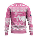 New Zealand Christmas Rugby Personalised Ugly Christmas Sweater Meri Kirihimete All Black Maori Pink Version - Aussie Hoodie