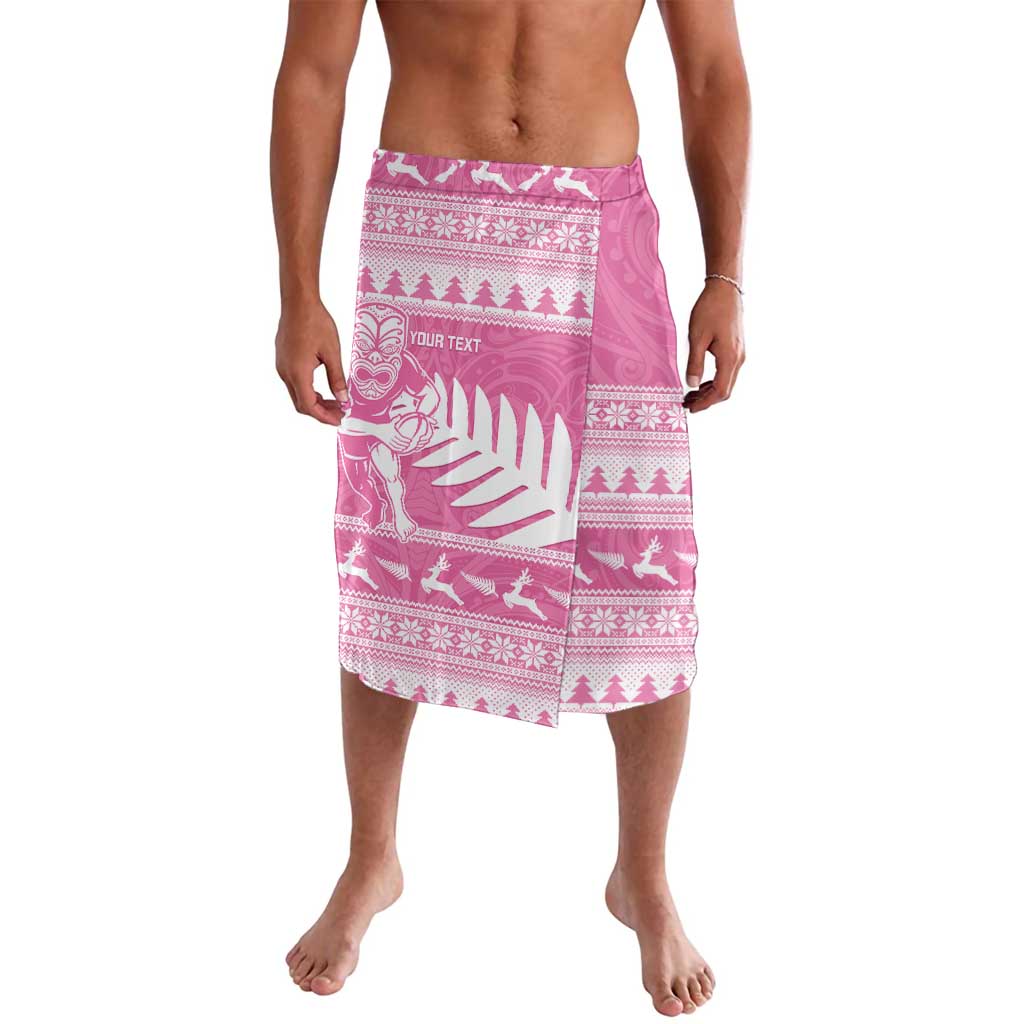 New Zealand Christmas Rugby Personalised Lavalava Meri Kirihimete All Black Maori Pink Version - Aussie Hoodie