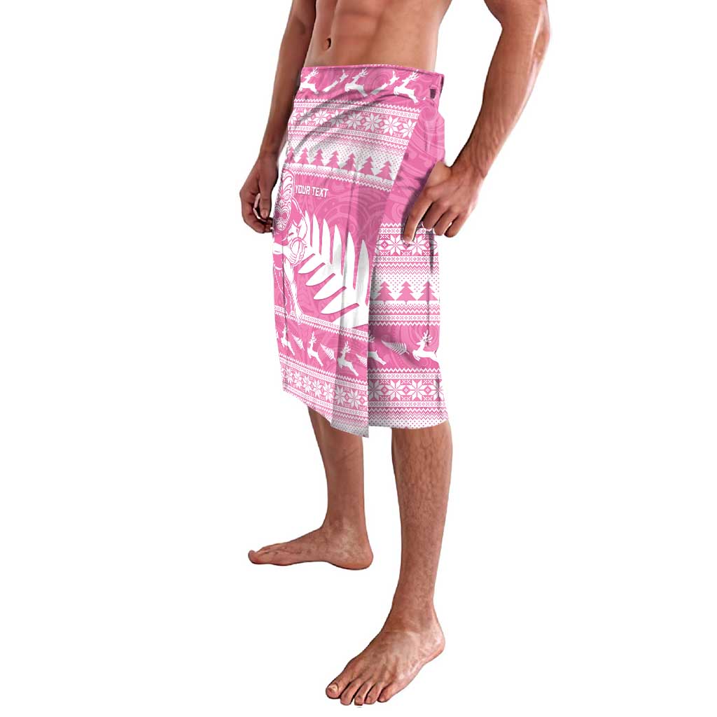 New Zealand Christmas Rugby Personalised Lavalava Meri Kirihimete All Black Maori Pink Version - Aussie Hoodie