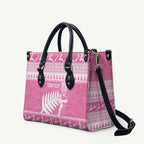 New Zealand Christmas Rugby Personalised Leather Bag Meri Kirihimete All Black Maori Pink Version - Aussie Hoodie