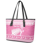 New Zealand Christmas Rugby Personalised Leather Tote Bag Meri Kirihimete All Black Maori Pink Version - Aussie Hoodie