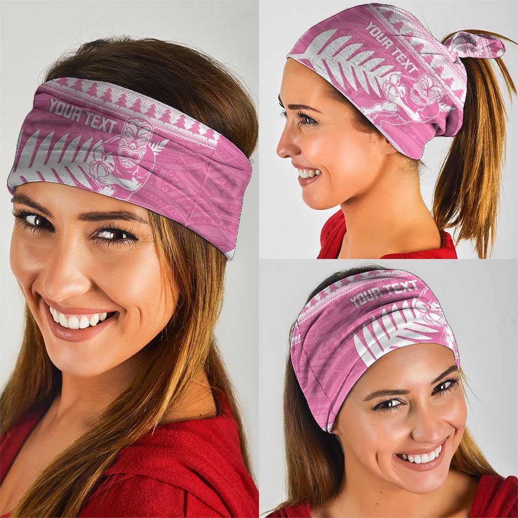 New Zealand Christmas Rugby Personalised Neck Gaiter Meri Kirihimete All Black Maori Pink Version - Aussie Hoodie