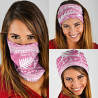 New Zealand Christmas Rugby Personalised Neck Gaiter Meri Kirihimete All Black Maori Pink Version - Aussie Hoodie