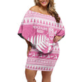 New Zealand Christmas Rugby Personalised Off Shoulder Short Dress Meri Kirihimete All Black Maori Pink Version - Aussie Hoodie