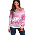 New Zealand Christmas Rugby Personalised Off Shoulder Sweater Meri Kirihimete All Black Maori Pink Version - Aussie Hoodie