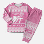 New Zealand Christmas Rugby Personalised Christmas Pajama Set Meri Kirihimete All Black Maori Pink Version - Aussie Hoodie