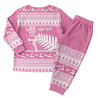 New Zealand Christmas Rugby Personalised Christmas Pajama Set Meri Kirihimete All Black Maori Pink Version - Aussie Hoodie