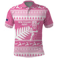 New Zealand Christmas Rugby Personalised Polo Shirt Meri Kirihimete All Black Maori Pink Version - Aussie Hoodie