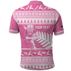 New Zealand Christmas Rugby Personalised Polo Shirt Meri Kirihimete All Black Maori Pink Version - Aussie Hoodie