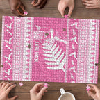 New Zealand Christmas Rugby Personalised Puzzle Meri Kirihimete All Black Maori Pink Version - Aussie Hoodie